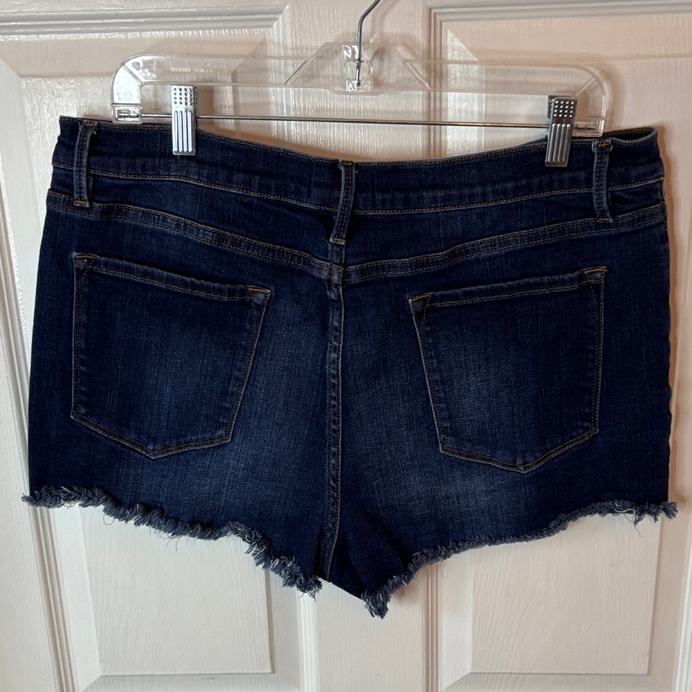 Women's Dark Blue Denim Shorts - Picture 3 of 3